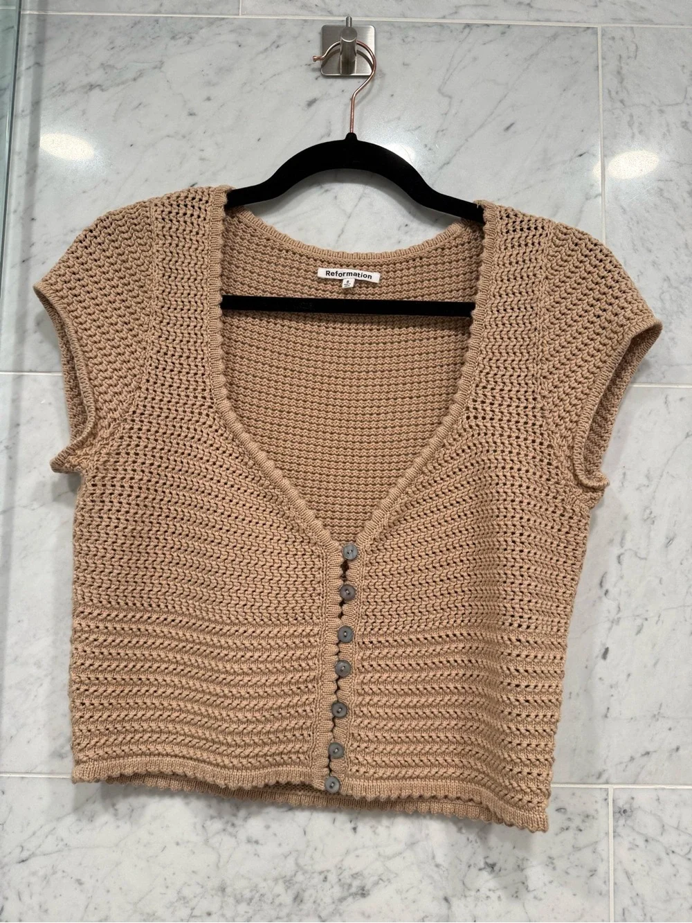 Reformation Catarina open knit top
